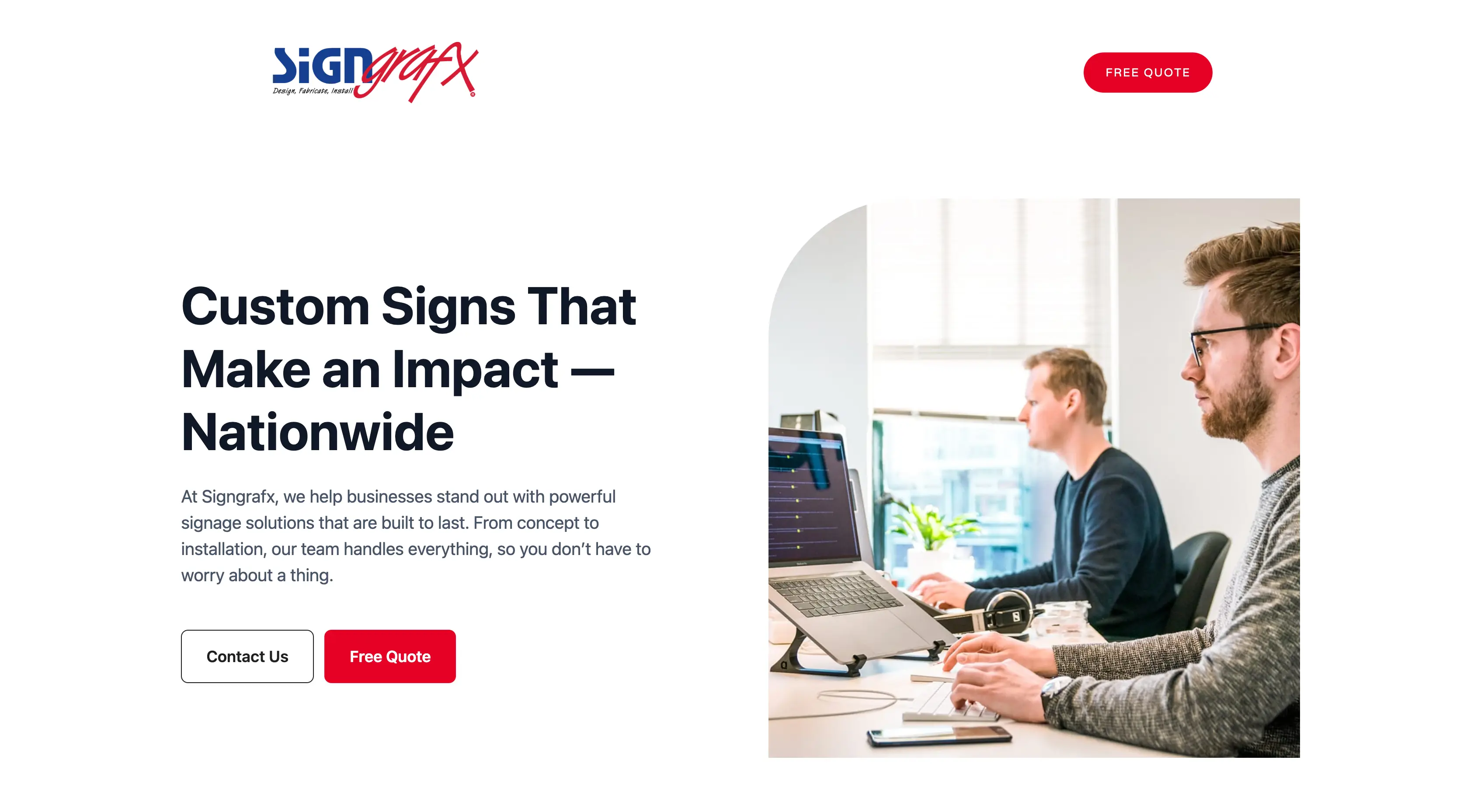 SIGNgrafx Landing Page - Custom Sign Solutions